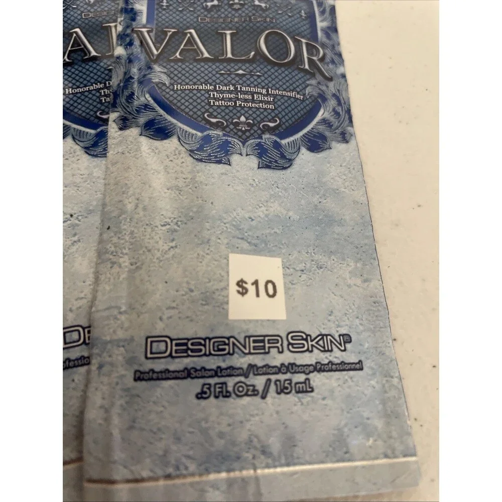 6 Designer Skin Dark, Intensifier Tanning Lotion Packets Valor Mens